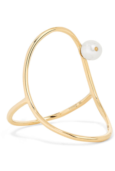 Anissa Kermiche Oval 14 Karat Gold Pearl Ring