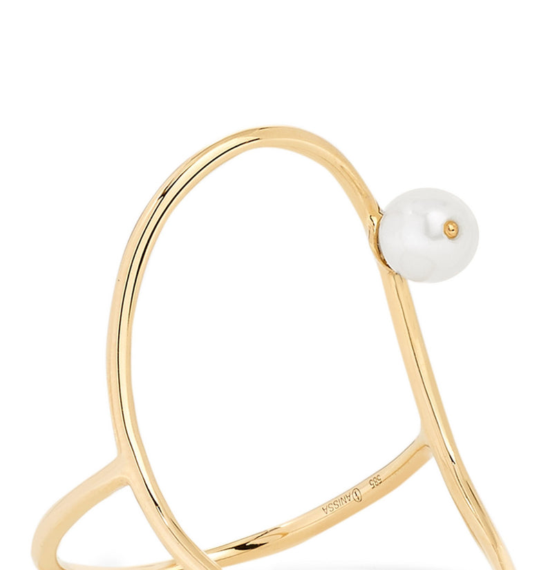 Anissa Kermiche Oval 14 Karat Gold Pearl Ring