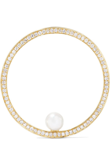 Anissa Kermiche Reine 14 Karat Gold Diamond And Pearl Earring