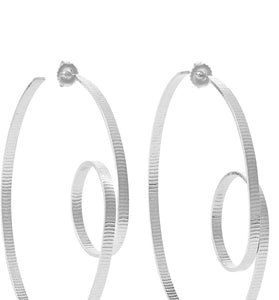Annie Costello Brown Circle Scroll Silver Hoop Earrings