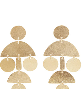 Annie Costello Brown Mini Pompom Gold Tone Earrings