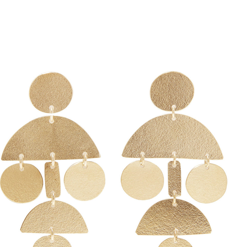 Annie Costello Brown Mini Pompom Gold Tone Earrings
