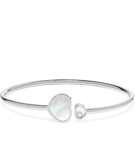 Chopard Happy Hearts 18 Karat White Gold Diamond And Mother Of Pearl Cuff